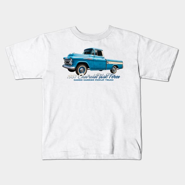 1957 Chevrolet Task Force Cameo Carrier Pickup Truck Kids T-Shirt by Gestalt Imagery